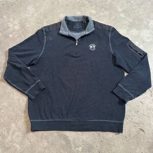 Bugatchi Pullover Mens Large Gray Pebble Beach Golf 1/4 Zip‎ Pocket Stretch